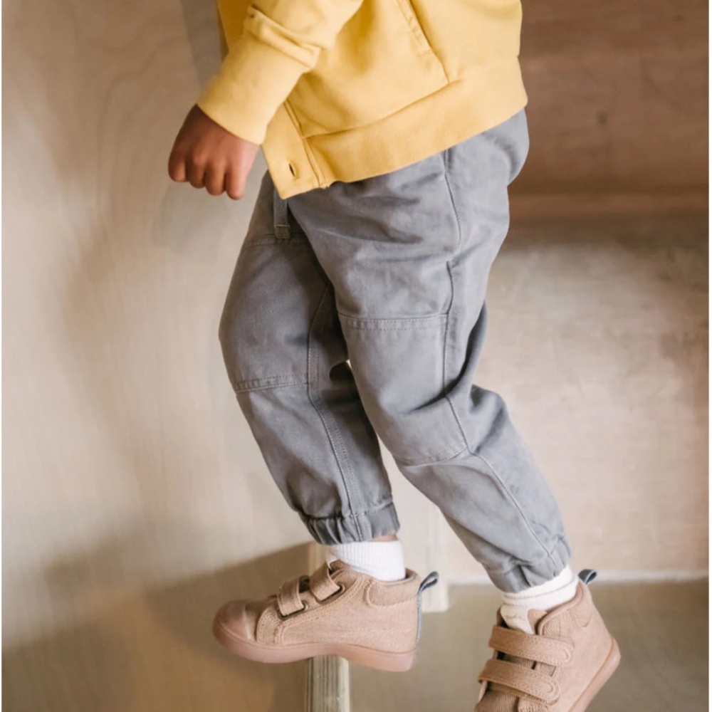 Pehr Vintage Twill Utility Jogger Organic Cotton Grey 3T New with Tags NWT